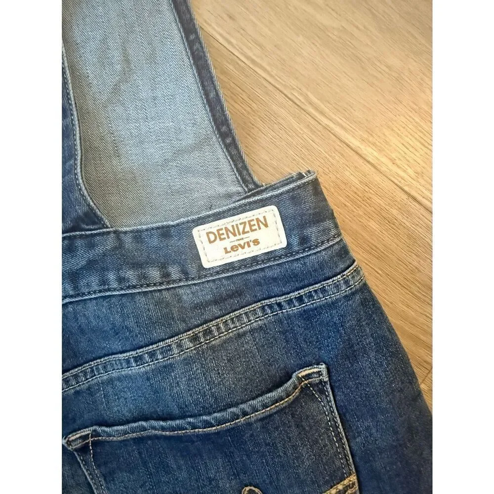 Levi's Denizen Bib Overall Denim Shorts Size Large | Blue Jean Stretch, Low Back